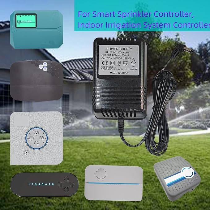 24 Volt 1000mA AC Power Adapter,Power Supply Transformer,for Smart Sprinkler Controller or Indoor Irrigation System Controller,Compatible with Rachio Smart Sprinkler Controller