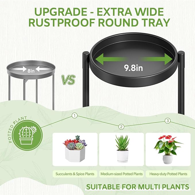 iDavosic.ly 5 Tier Large Plant Stand Indoor with 10 Inch Wide Tray, Tiered Corner Metal Outdoor Flower Display Holder Shelf, Folding Tall Rack for Patio Porch Living Room, Modern Black