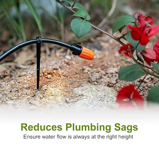 CHANGE MOORE 200 Pcs Drip Irrigation Stakes Universal Drip Tubing Hold Stakes, Plastic Garden Water Pipe Support Drip System Parts, Securing Pegs for Drip Irrigation Line,Greenhouse