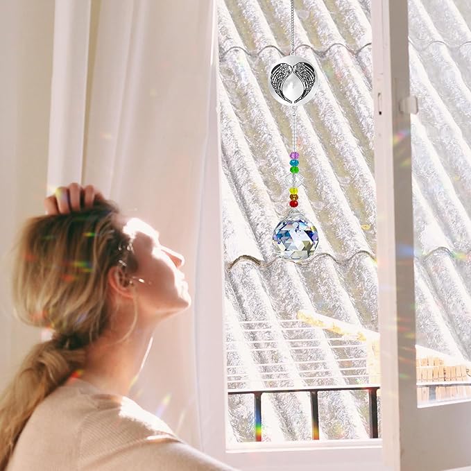 Memorial Gifts Crystal Suncatcher,Unique Sympathy Gifts for Loss of Loved One,Rainbow Maker Bereavement Gifts Box for Loss of Father Mom Dad Son Daughter Husband Brother Grandmother (Angel)
