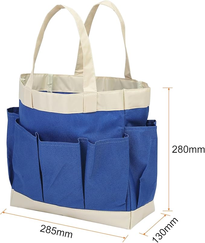 HARFINGTON Garden Tool Bag 11.2" x 5" x 11" Large Oxford Waterproof with Pockets Garden Tote Bag Gardening Plant Tool Organizer Storage Carrier Store for Outdoor Women Men, Blue