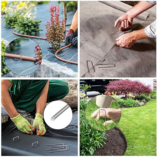 Heavy Duty Landscape Staples 6 Inch 11 Gauge, 20 Pack Garden Staples Galvanized Ground Stakes Anti-Rust Landscape Fabric Staples Garden Stakes for Irrigation Tubing, Fence, Weed Barrier, Ground Cover