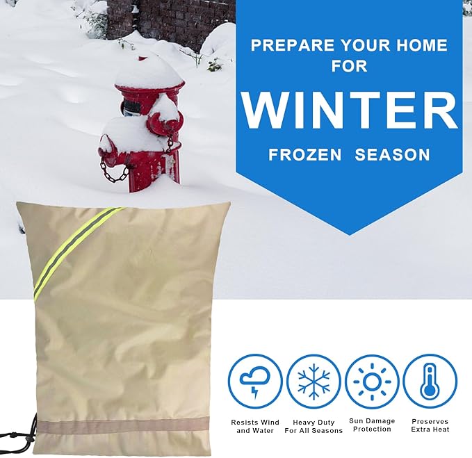 Backflow Preventer Insulation Cover, Irrigation Backflow Valve, Insulated Pouch for Winter Pipe Freeze Protection,Waterproof Sprinkler Valve System Cover for Snow, Sun Exposure