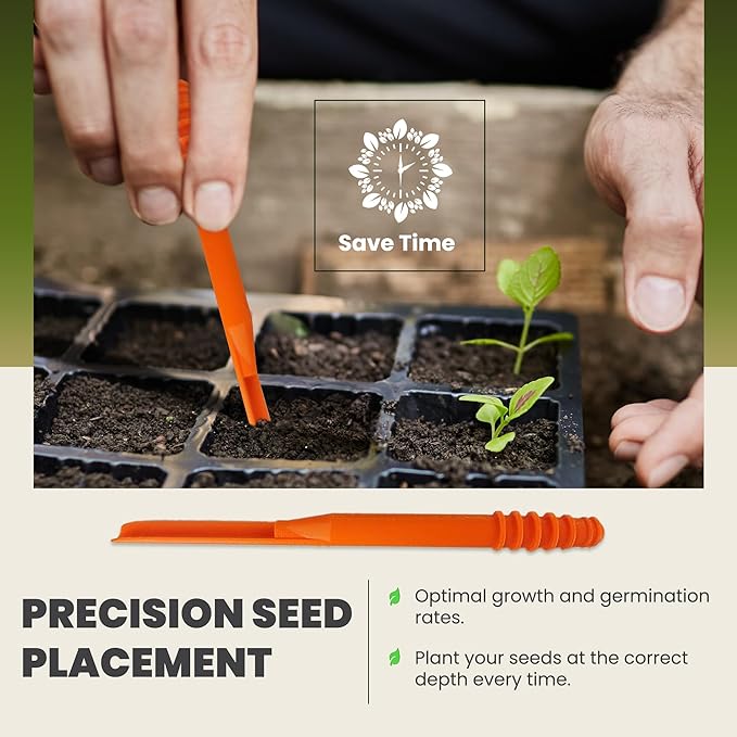 Dibby Seed Sowing Garden Tool Dibber Planter Transplanter – Sow Seeds at The Right Depth – Easily Transplant Delicate Seedlings (Little Dibby) Green (2 Pack)