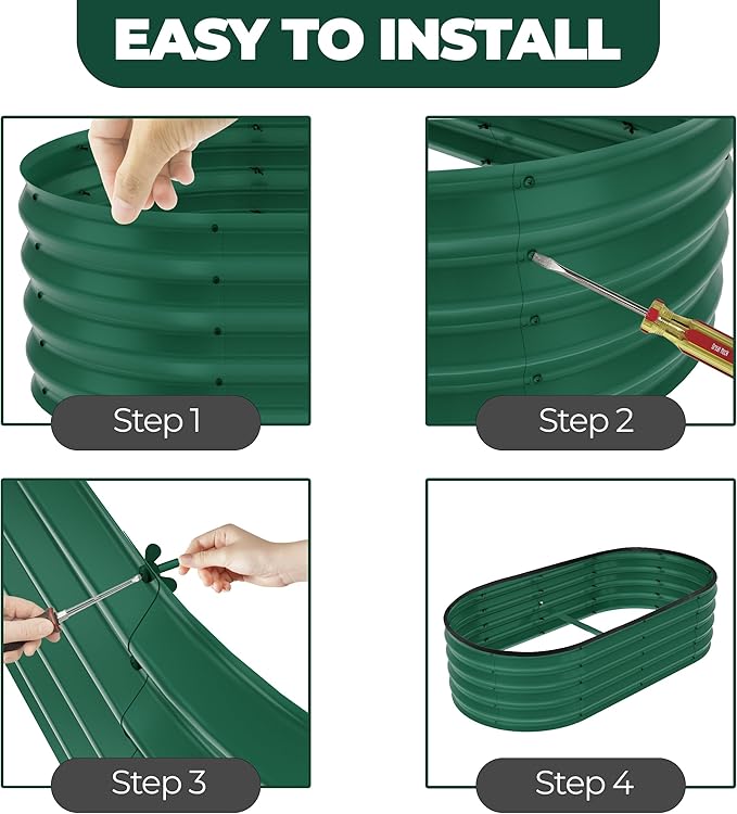 Utopia Home Galvanized Raised Garden Bed Kit 4x2x1ft, Planter Box Raised Garden Beds Outdoor, Easy Assembly Metal Raised Bed for Gardening Vegetables, Fruits, Flowers - Pack of 01 - Green