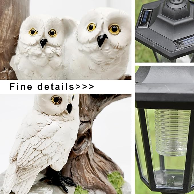 Owl Solar Lights Outdoor Garden,Solar Owls for Outdoors,Solar Powered Owl Garden Statues Decor,Unique Gifts Lights for Patio,Yard,Balcony