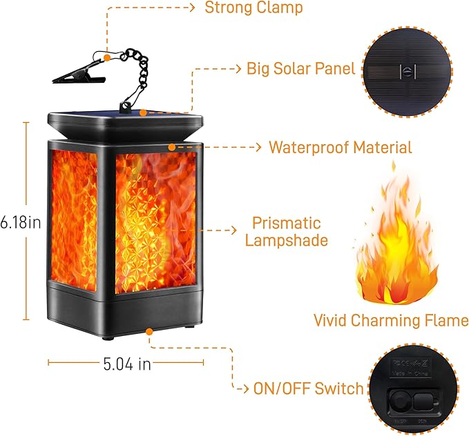Solar Lantern Outdoor Lights, 3 Modes Changing Flickering Flame Solar Lights Outdoor Waterproof, Hanging Outdoor Solar Lanterns Lights, Solar Powered Lanterns for Yard Garden Decor
