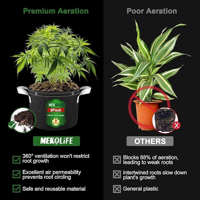 Grow Bags - Potato Grow Bags - Thickened Fabric Pots - Large Grow Bags - Tomato Vegetables Grow Bags (5 Pack(5 Gallon))