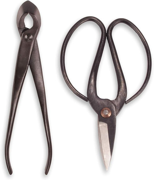 BambooMN Bonsai Basics Set - 8" Concave Cutter, 7" Heavy Duty Shear - 1 Set