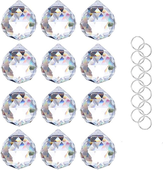 Crystalsuncatcher Clear Glass Crystal Ball Prism Feng Shui Lamp Hanging Drop Chandelier Pendants Suncatchers Pack of 12 pcs(20mm)