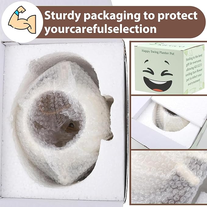 Small Swing Smiley Face Hanging Planter Pot for Indoor Outdoor Plants, Cute Swinging Plant Pot, Hanging Flower Pots, Face Planter Pot Head, Resin Succulent Planter, Valentines Day Gifts for Her