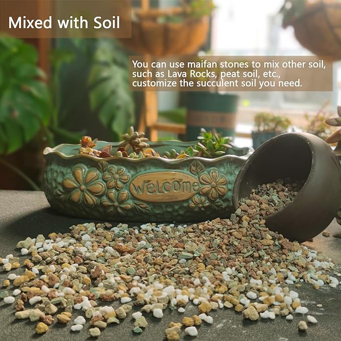 2LBS Soft Golden Maifanitum Stones, Succulent Cactus Decorative Rocks, Indoor Plants Top Dressing Soil, Horticultural Gravel DIY Potting Rocks for Bonsai Fairy Gardening Vases Fillers Terrarium