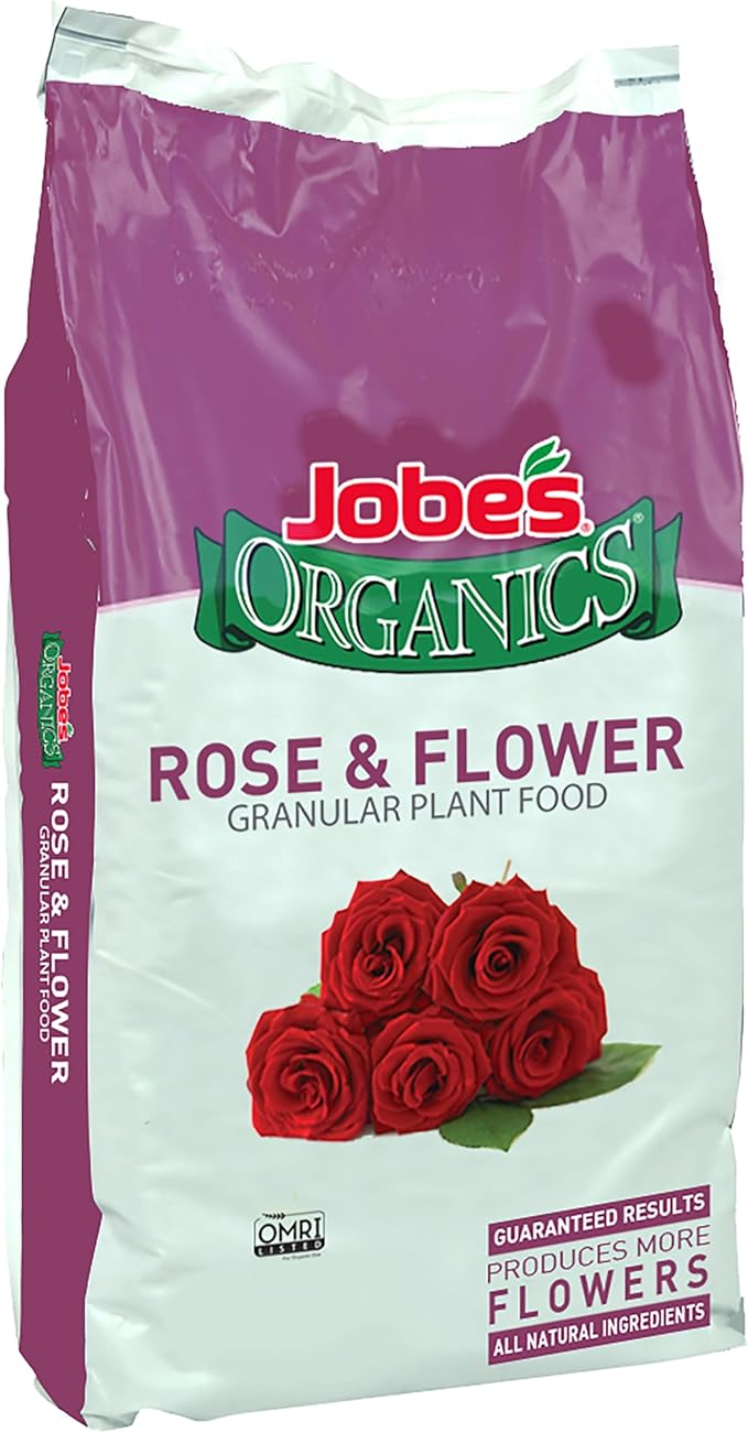 Jobe's Organics Granular Rose Fertilizer, Organic Plant Fertilizer for Rose, Hydrangea, Hibiscus, Azalea, and Other Flowering Shrubs, 16 lbs Bag