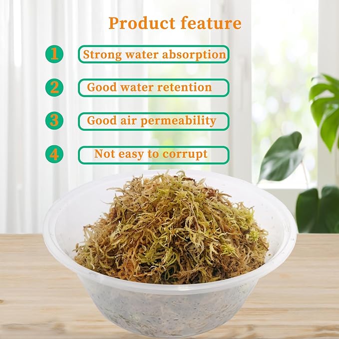 2.2LBS Premium Sphagnum Moss, Reptiles Dried Moss, Plants Propagation Plant Growing Medium for Monstera Orchid Potting Mix (Appx 55 QT)