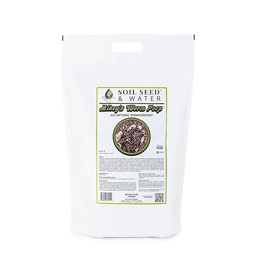 Soil Seed & Water Mikey's Worm Poop Worm Casting Organic Compost Fertilizer - OMRI Listed - Vermicompost with Earthy Smell for Indoor Plants - Safe and odorless