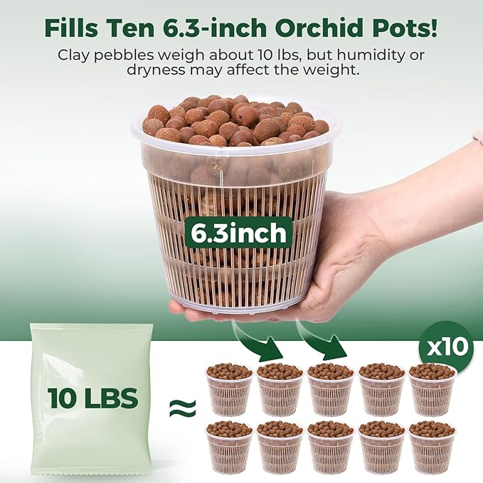 T4U Leca Clay Pebbles for Plants, 10 LBS 10-20 mm Clay Balls for Indoor Plants, Natural Clay Pebbles for Orchid Potting Mix, Hydroponic, Leca Pots, Plant Drainage, Garden Soil