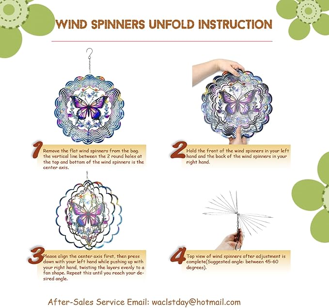 Metal Wind Spinners - Hummingbird 12 inch 3D Stainless Steel Hanging Wind Spinner Metal, Gifts for Women Mom Grandma Wife, for Indoor/Outdoor Decor, Yard Art, Garden Decoration