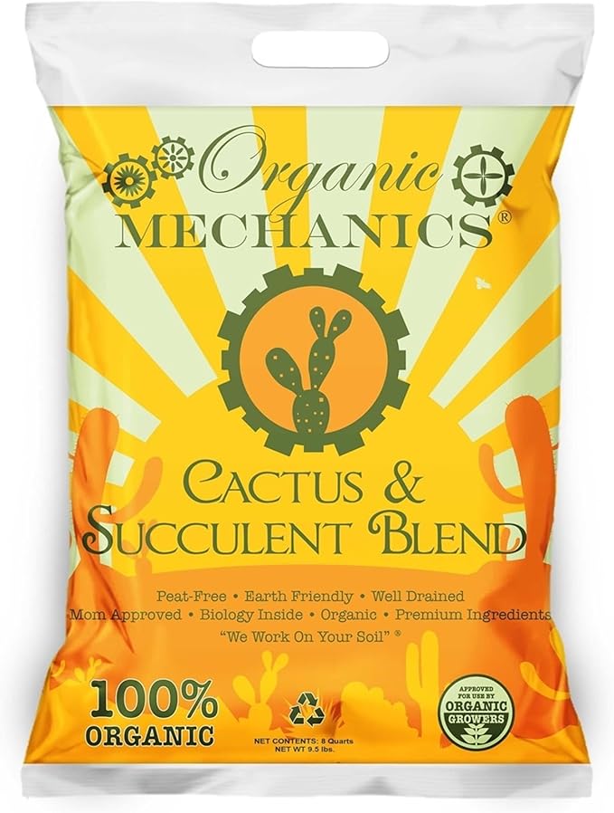 Cactus and Succulent Blend Potting Soil, 8 Quarts – Enhances Root Growth & Water Drainage with Biochar, Rice Hulls, and Worm Castings - Peat-Free, Eco-Friendly & Locally Sourced