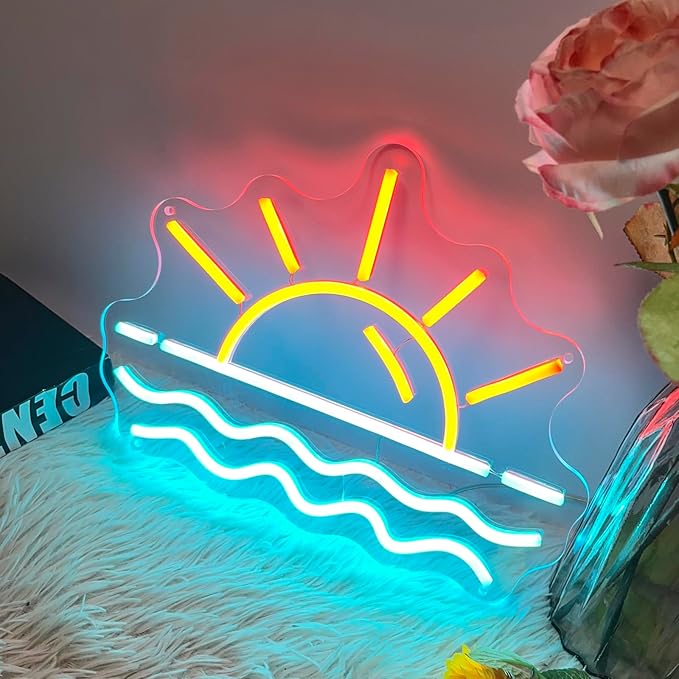 Sunset Sunrise Neon Sign, Neon Signs for Wall Decor Dimmable LED Neon Light Sign for Beach Bedroom Living Room Wedding Bar Party Home Room Decor