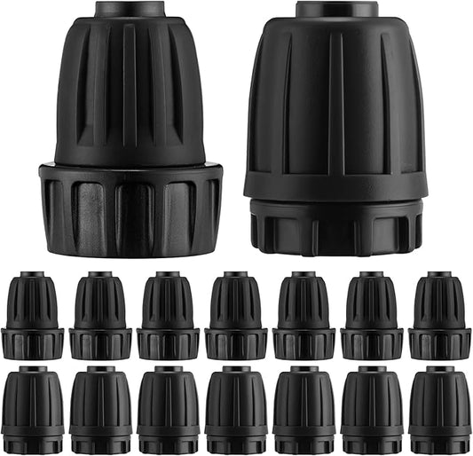 12 Pcs 1/2 Inch Garden Hose Adapter 3/4" to 1/2" Drip Irrigation Tubing Faucet Adapter Drip Irrigation Parts Faucet to Hose Adapter for Garden 3/4 Inch Faucet Connector (Black)