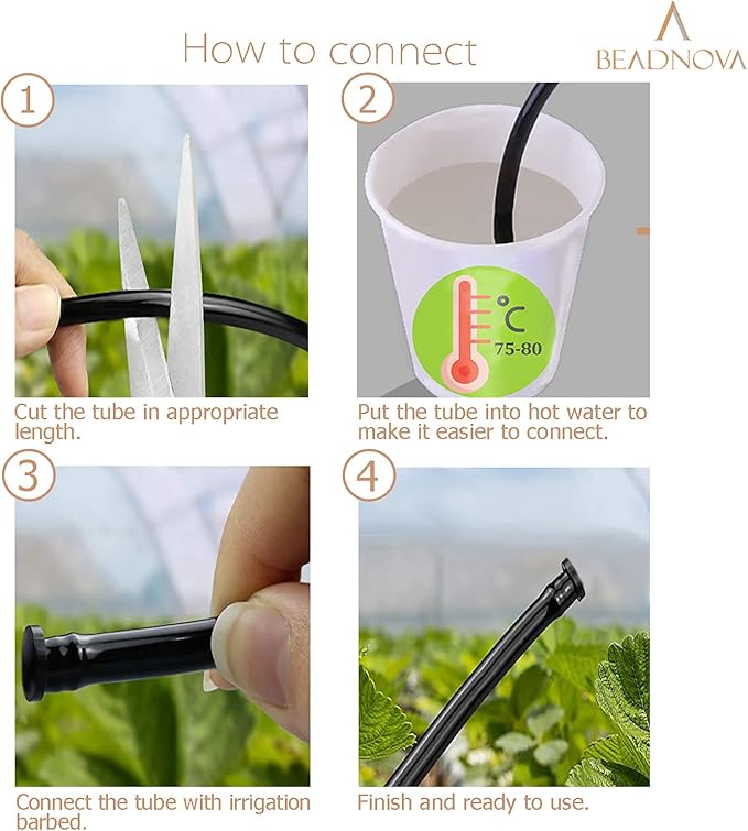 BEADNOVA Drip Irrigation Connectors 30 Pcs 1/4 Inch Barbed Connector Drip Line Plugs End Plugs Irrigation Connectors for 1/4 Inch Drip Tubing Water Tubing Gardening Irrigation Supplies (30pcs)