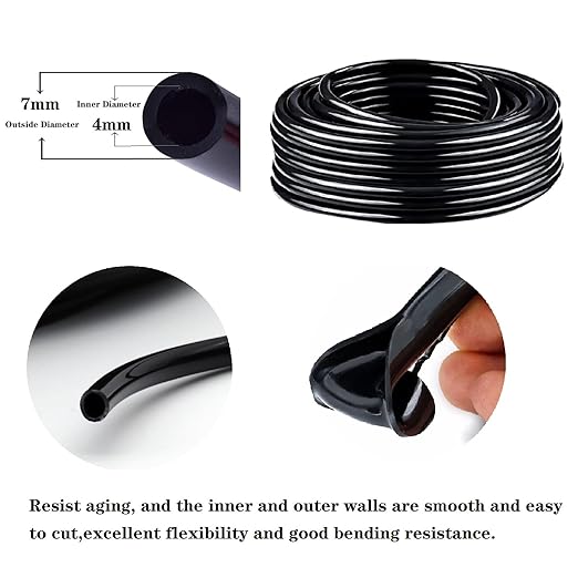 Drip Irrigation Kit, 1/4 Inch Polyethylene Distribution Irrigation Pipe for Micro-Spraying, Emitter Connecting Pipe Kit, DIY Garden Water-Saving Irrigation System with Blank Branch Hose. (01, 98FT)