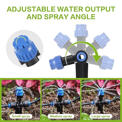 Depel Drip Irrigation Kit,49ft Quick Connect Garden Watering System Raised Bed Watering System Automatic Irrigation System with 1/4"Tubing, Sprinkler Nozzles for Greenhouse Patio Plants