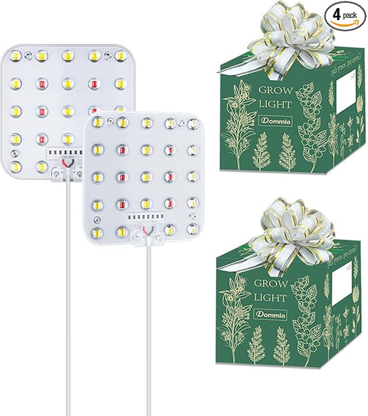 DOMMIA Grow Light, 4-Pack LED Plant Lights for Indoor Growing, 6/12/16H Timer Auto On Off, 4-Level Dimmable, Sunlike Full Spectrum with Optical Lens,Under Cabinet, Idea Garden Gift 4200K Natural White