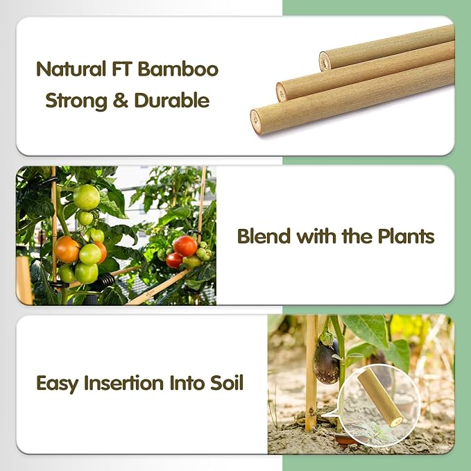 Bamboo Stakes,3FT Natural Bamboo Garden Stakes,BOVITRO 25Pcs Bamboo Plant Stakes,Bamboo Sticks for Tomato,Beans,Vegetable and Climbing Plants
