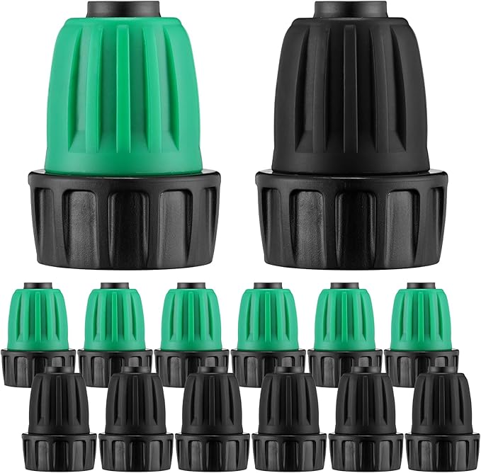 12 Pcs 1/2 Inch Garden Hose Adapter 3/4" to 1/2" Drip Irrigation Tubing Faucet Adapter Drip Irrigation Parts Faucet to Hose Adapter for Garden 3/4 Inch Faucet Connector (Black, Green)