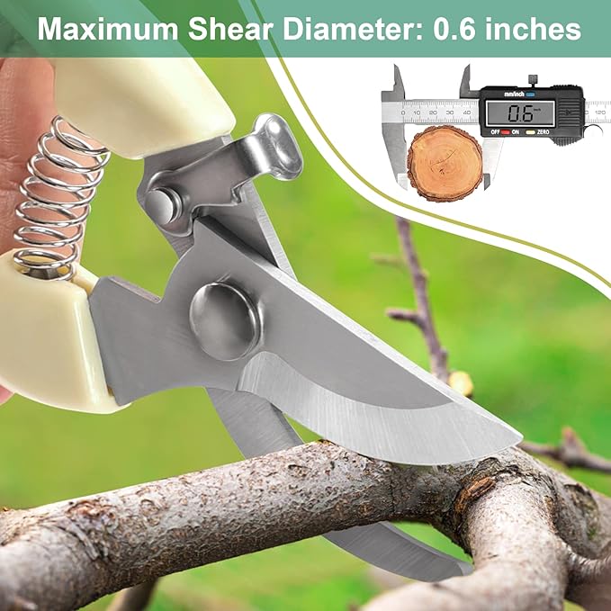 Premium garden shears, meperez pruning scissors gardening tools, pruners for flower, bushes, rose and fruit tree, use for florist, yard and orchard the plant clippers, sharp steel anvil snips