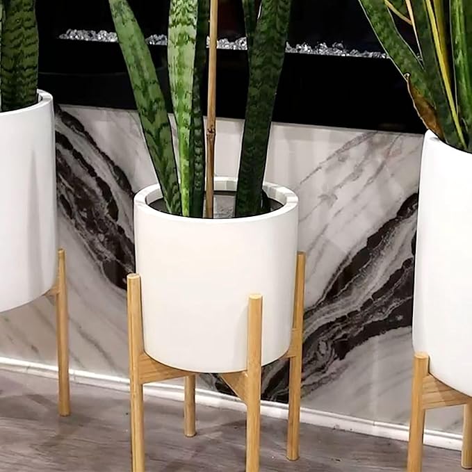 Fox & Fern 10 Inch Plant Pot with Hidden Saucer — Premium Lightweight Fiberstone Matte White Self Watering Planter with Seamless Saucer; Indoor & Outdoor Use; Weather Resistant & UV Resistant