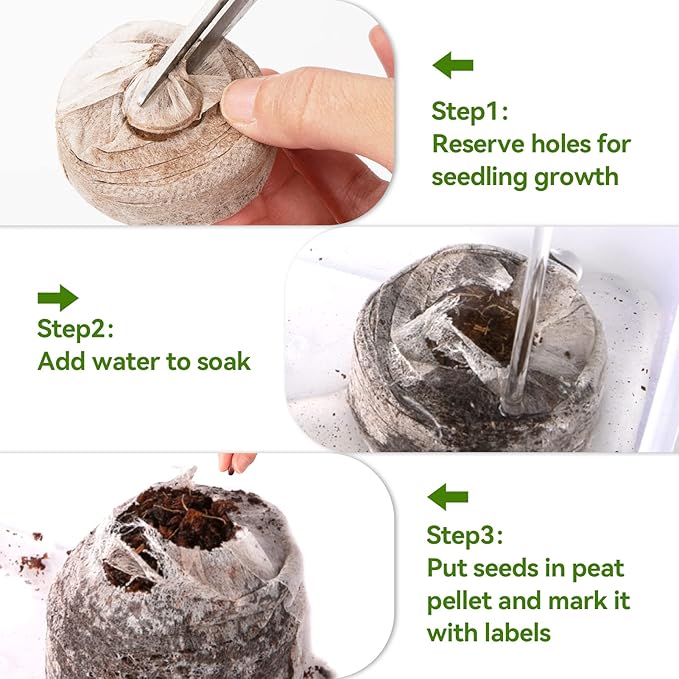 50mm Peat Pellet for Seedling - 50pcs Seeds Plant Starter Plugs, Compressed Nutrient Fiber Garden Soil Block with 50 Labels, Plant Pods Bulk for Transplanting Herb Flower Vegetables