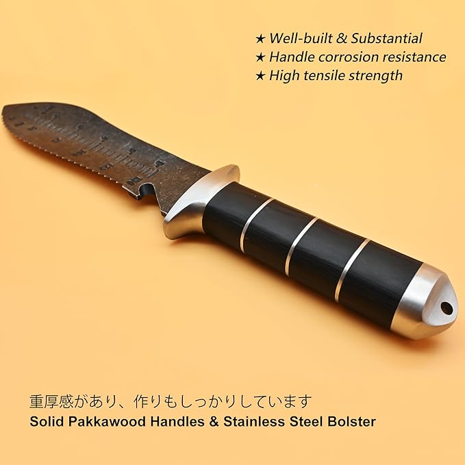 Hori Hori Garden Knife [Made in Japan] Heavy Duty Stainless Steel Japanese Hori Knife with Sheath Garden Tools for Weeding, Digging, Cutting, Pruning