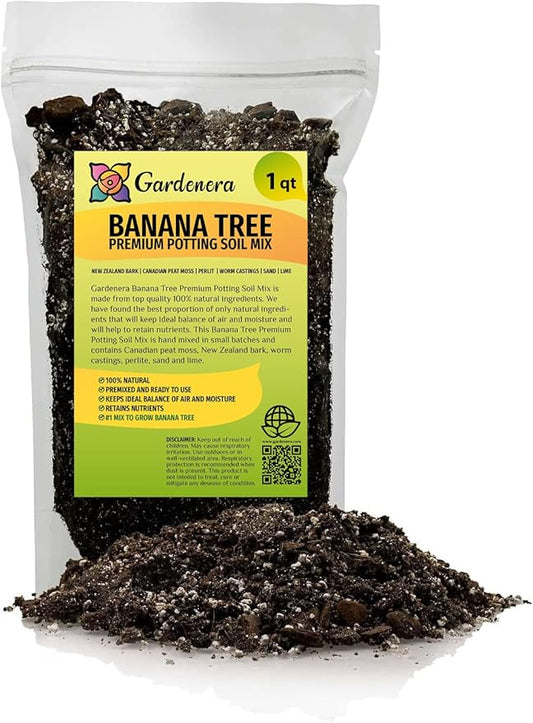 Premium Banana Tree Potting Mix - Expertly Formulated Blend for Optimal Growth and Fruit Production - Ideal for All Varieties of Banana Trees (2 Quart)