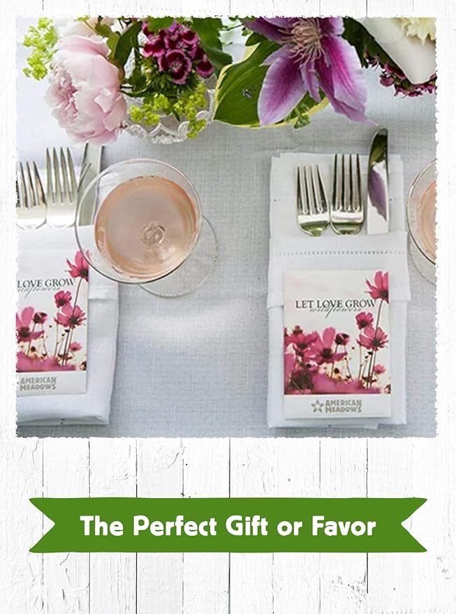 American Meadows Wildflower Seed Packets ''Let Love Grow'' Party Favors (Pack of 20) - Wildflower Seed Mix, Party Favors for Weddings, Valentine's Day, Anniversaries, Thank You