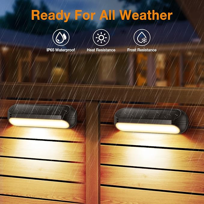 Outdoor Solar Lights for Outside, 10 Pack Bright Solar Fence Lights with Multi-Color Changing & Warm White Mode, Upgraded Solar Step Lights Outdoor Waterproof for Garden Deck Post Stair Wall