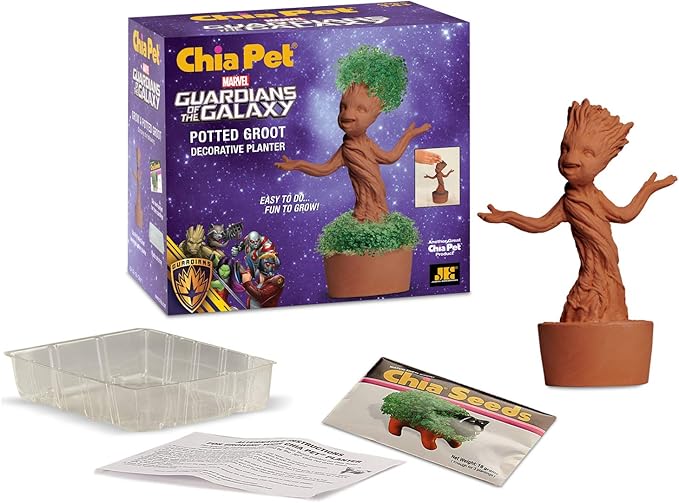Chia Potted Groot Decorative Pottery Planter, Easy to Do and Fun to Grow, Novelty Gift, Guardians