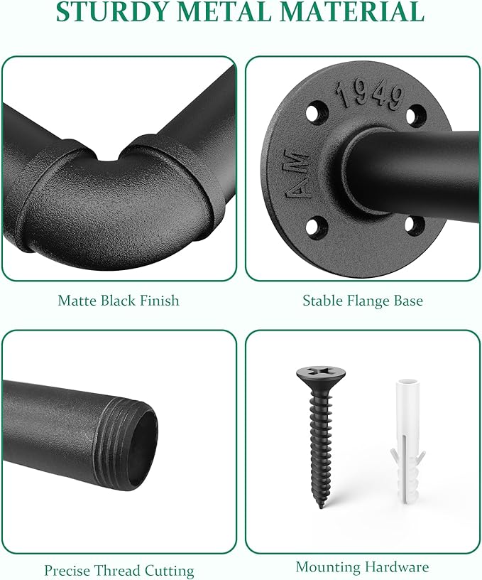 Plant Hanger Indoor, Hanging Planters Rod for Indoor Plants with 6 Hanging Chains, Wall Plant Hanging Rod for Window Ceiling, 65.7 Inch, Metal/Black, Pots Not Included…