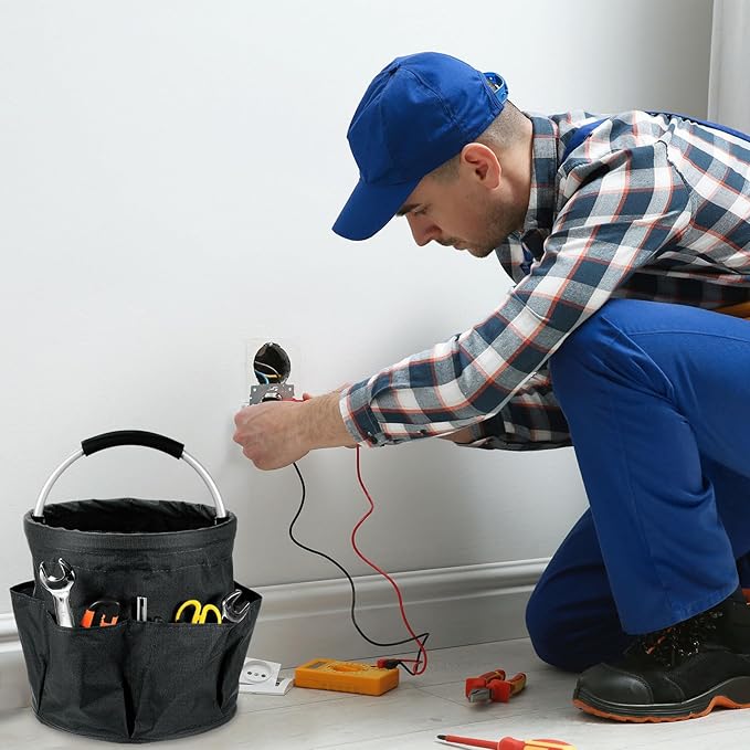 HARFINGTON Garden Tool Bag 17L Large Oxford Waterproof with Pockets Garden Tote Bag Gardening Plant Tool Organizer Storage Carrier Store for Outdoor Women Men, Black