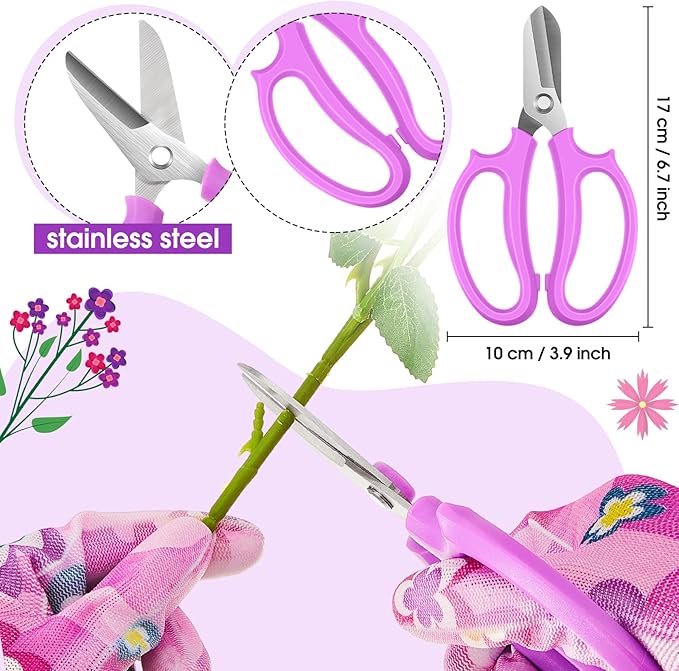 WILLBOND 10 Pcs Rose Thorn Stripper Tool Valentines Gifts Florist Supplies Rose Thorn Remover Kit Garden Remover for Flower Stripper Kit Florist Tool, Floral Gloves Tape(Purple,Heart)