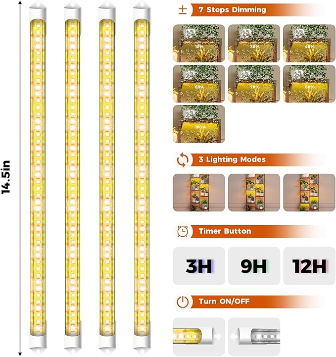 Bamworld Plant Stand with Grow Lights for Indoor Plants Wood Plant Shelf 4 Tier Large Flower Stand for Mutiple Plant Holder Rack for Patio Living Room Balcony