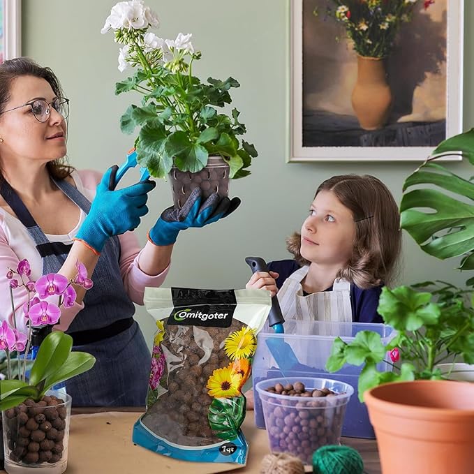 Clay Pebbles Leca Balls for Plants 4qt，6mm - 12mm Clay Balls for Hydroponic, Terrarium, Potted Plants, Lightweight & Drainage