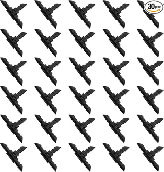 Drip Irrigation Tee Fittings 1/4 Drip Irrigation Tubing Tees Barb Connector for Drip Irrigation or Sprinkler System 30PCS