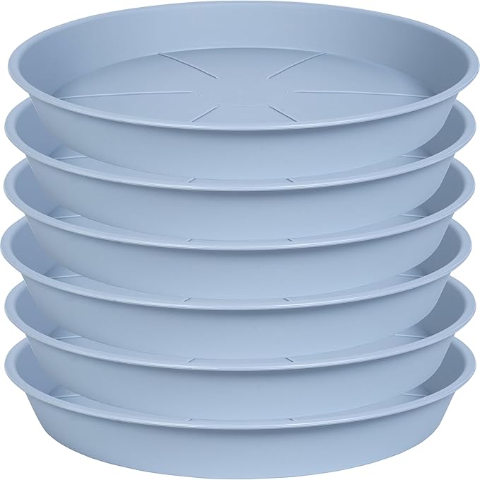 6 Pack of Plant Saucer Tray 4 6 8 10 12 14 17 19 22 25 inch, Heavy Duty Plastic Pot Plant Drip Trays Saucers for for Indoors Outdoor, Plant Water Tray for Planters 3-5" (4", Light Gray)