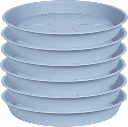 6 Pack of Plant Saucer Tray 4 6 8 10 12 14 17 19 22 25 inch, Heavy Duty Plastic Pot Plant Drip Trays Saucers for for Indoors Outdoor, Plant Water Tray for Planters 3-5" (4", Light Gray)
