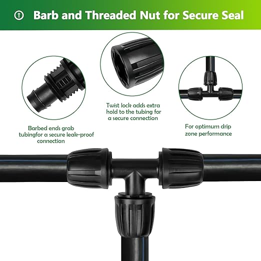 13 Pcs Drip Irrigation Fittings Tee 1/2 Inch, In-Line Barbed Tee Connector For 1/2 Inch Drip Tubing (0.60"-0.65" OD) Drip Line 3 Way T Parts