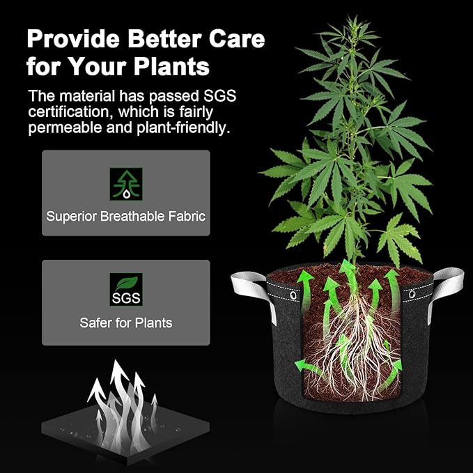 Grow Bags - Potato Grow Bags - Thickened Fabric Pots - Large Grow Bags - Tomato Vegetables Grow Bags (5 Pack(5 Gallon))