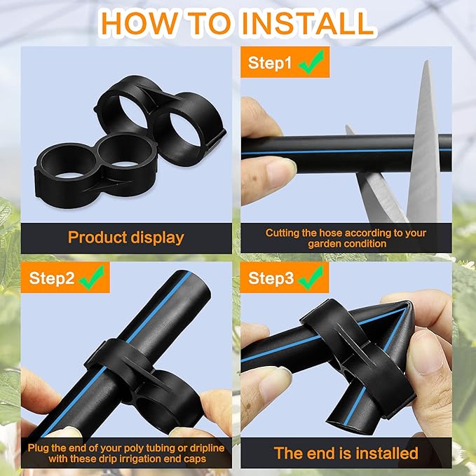 21-Pack Drip Irrigation Universal End Cap Plugs Fitting, Figure 8 End Closure for 1/2" Drip Tubing