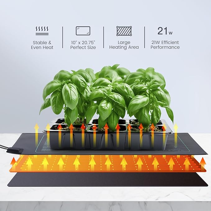 LUXBIRD 6 Pack Daisy Chain Seedling Heat Mats for Indoor Plants, Greenhouses, Germination, Hydroponic Garden, IP67 Waterproof Durable (LB-HMDC-06)